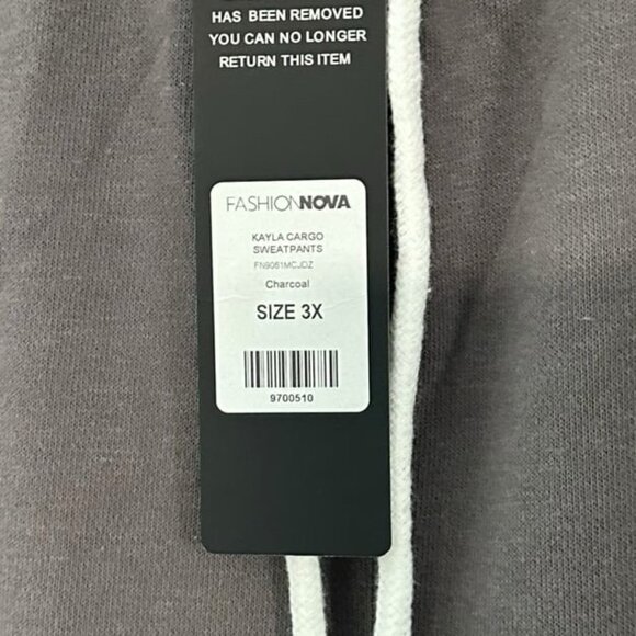 Fashion Nova Kayla Cargo Sweatpants Charcoal Gray Elastic Waistband Plus Size 3X - Picture 12 of 12